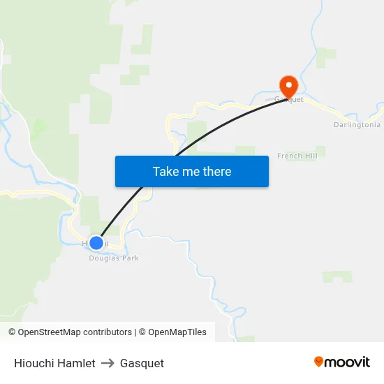 Hiouchi Hamlet to Gasquet map