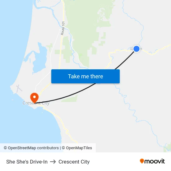 She She's Drive-In to Crescent City map