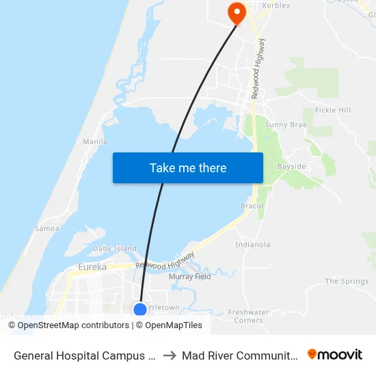 General Hospital Campus - West Side to Mad River Community Hospital map