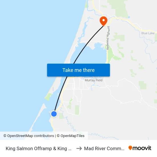 King Salmon Offramp & King Salmon Ave - Sb Stop to Mad River Community Hospital map