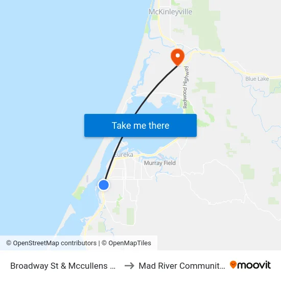 Broadway St & Mccullens Ave - Nb Stop to Mad River Community Hospital map