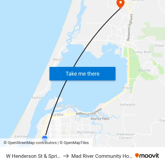 W Henderson St & Spring St to Mad River Community Hospital map