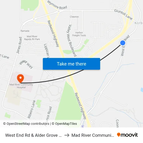 West End Rd & Alder Grove Rd (Mill Yard) to Mad River Community Hospital map