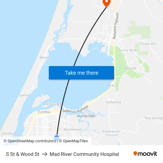 S St & Wood St to Mad River Community Hospital map