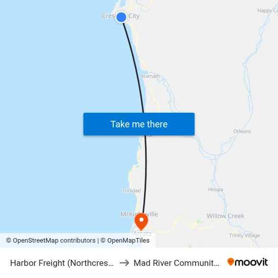 Harbor Freight (Northcrest & Wilson) to Mad River Community Hospital map