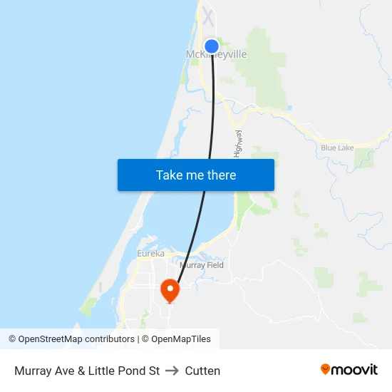 Murray Ave & Little Pond St to Cutten map