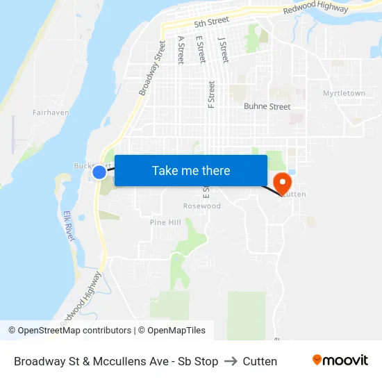 Broadway St & Mccullens Ave - Sb Stop to Cutten map