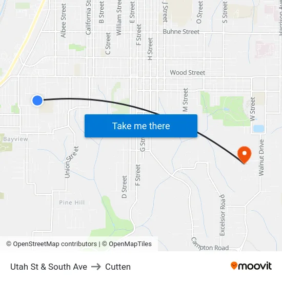 Utah St & South Ave to Cutten map