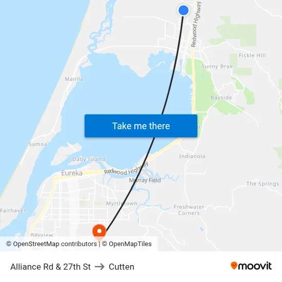 Alliance Rd & 27th St to Cutten map