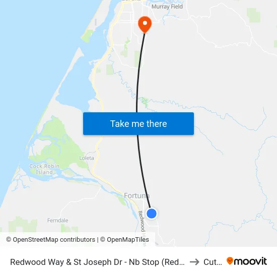 Redwood Way & St Joseph Dr - Nb Stop (Redwood Memorial) to Cutten map