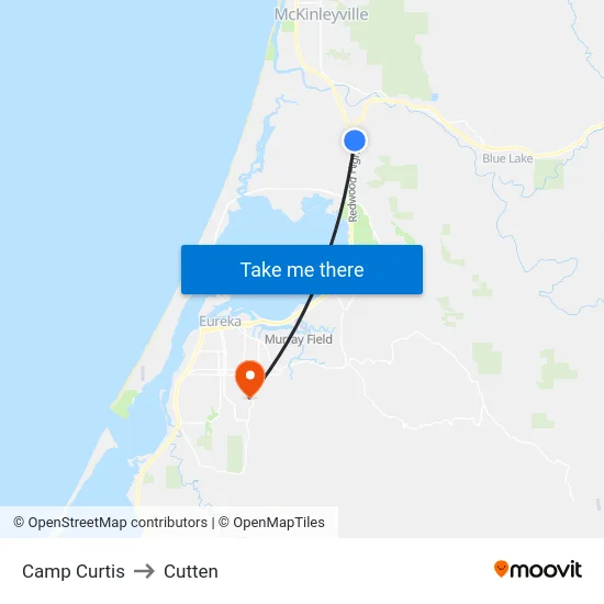 Camp Curtis to Cutten map