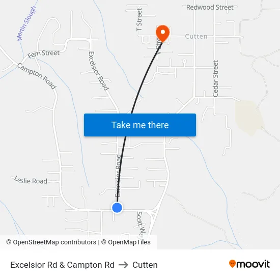 Excelsior Rd & Campton Rd to Cutten map