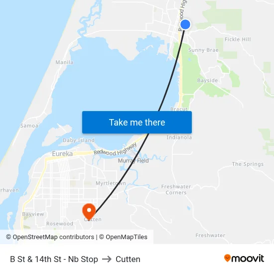 B St & 14th St - Nb Stop to Cutten map