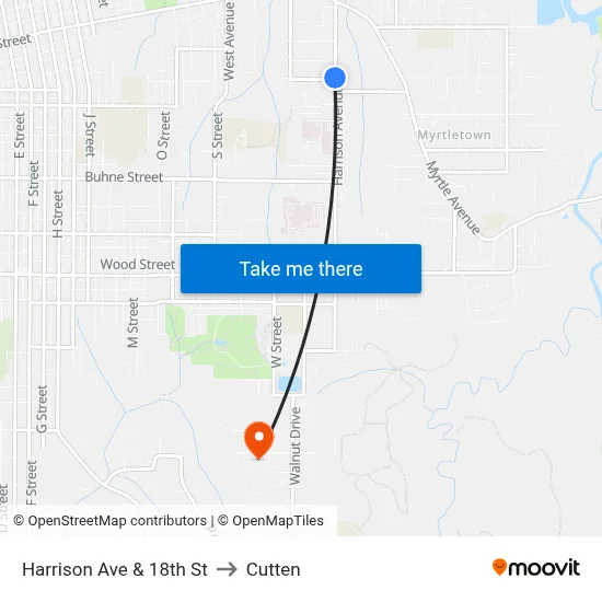 Harrison Ave & 18th St to Cutten map