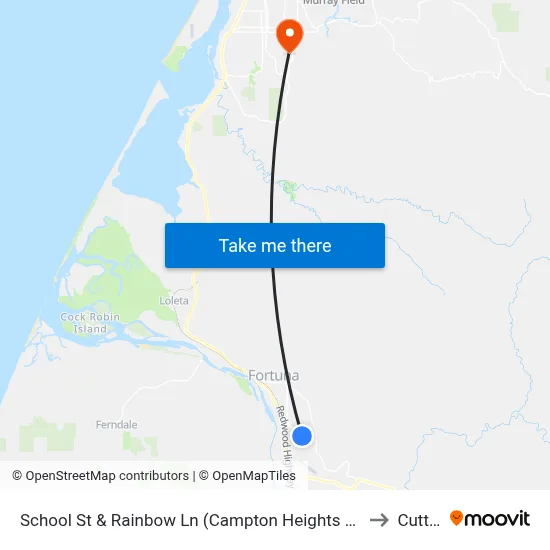 School St & Rainbow Ln (Campton Heights Market) to Cutten map
