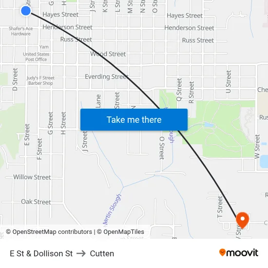 E St & Dollison St to Cutten map