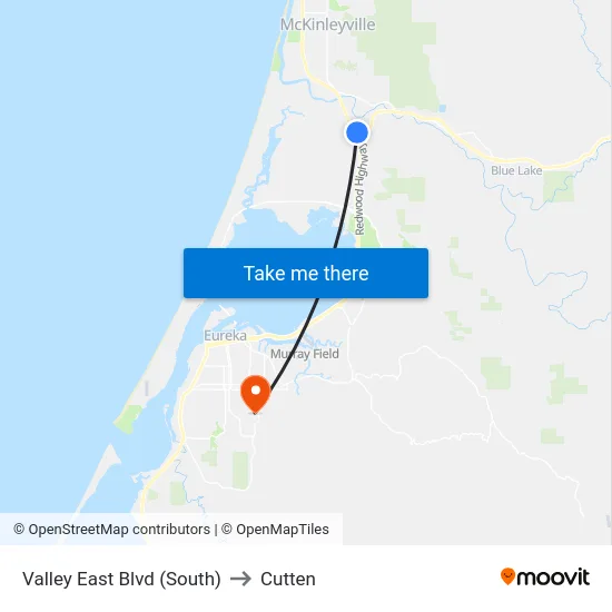 Valley East Blvd (South) to Cutten map