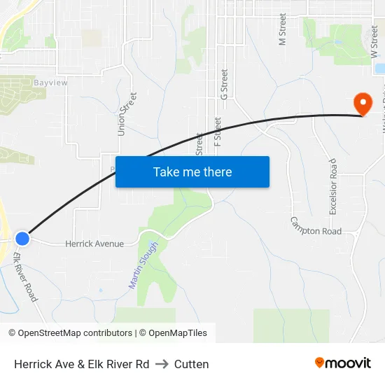 Herrick Ave & Elk River Rd to Cutten map