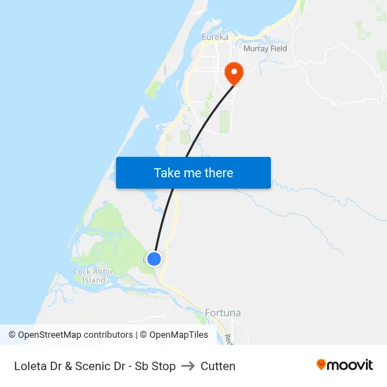 Loleta Dr & Scenic Dr - Sb Stop to Cutten map