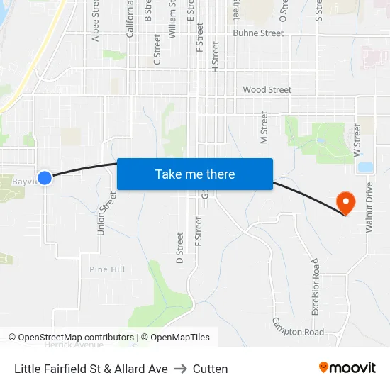 Little Fairfield St & Allard Ave to Cutten map