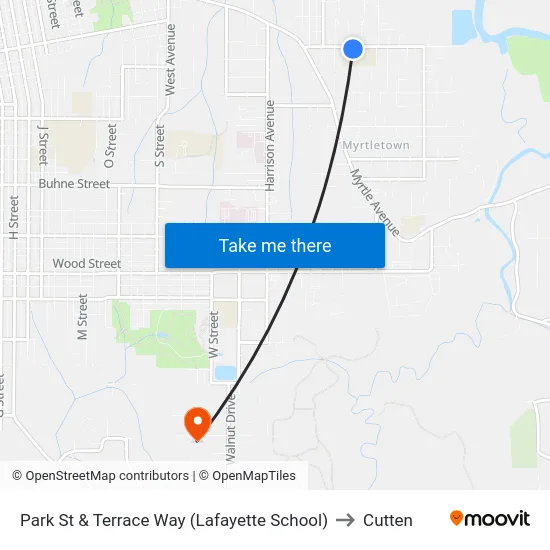 Park St & Terrace Way (Lafayette School) to Cutten map