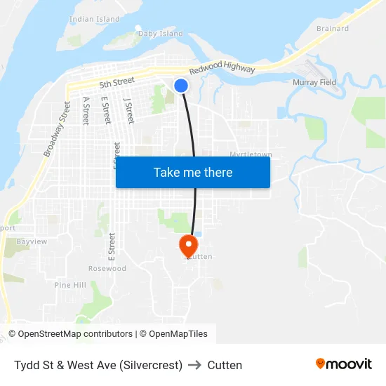 Tydd St & West Ave (Silvercrest) to Cutten map