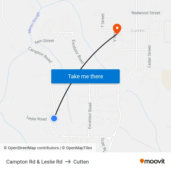 Campton Rd & Leslie Rd to Cutten map