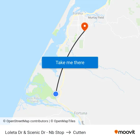 Loleta Dr & Scenic Dr - Nb Stop to Cutten map