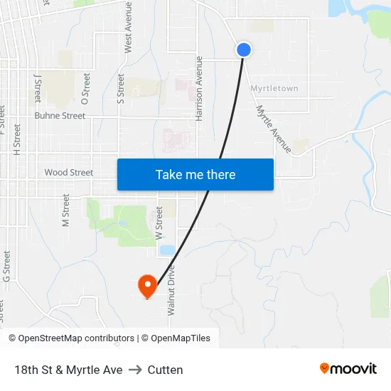18th St & Myrtle Ave to Cutten map
