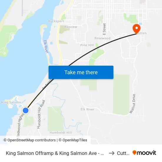 King Salmon Offramp & King Salmon Ave - Sb Stop to Cutten map