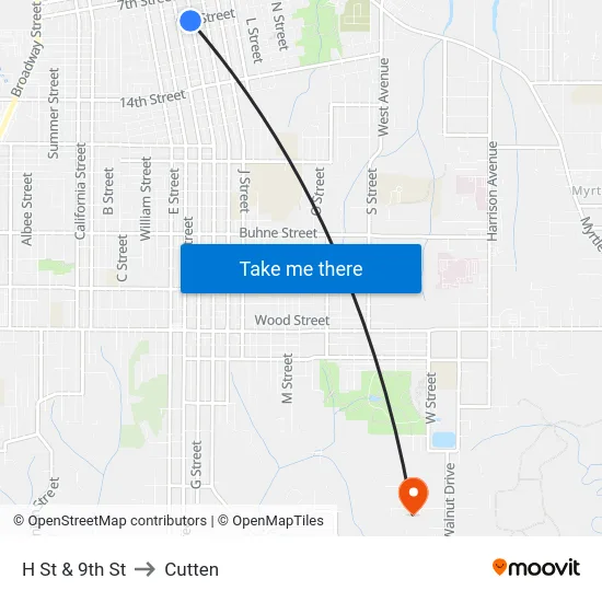 H St & 9th St to Cutten map