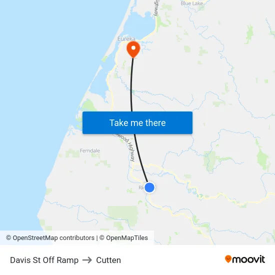 Davis St Off Ramp to Cutten map