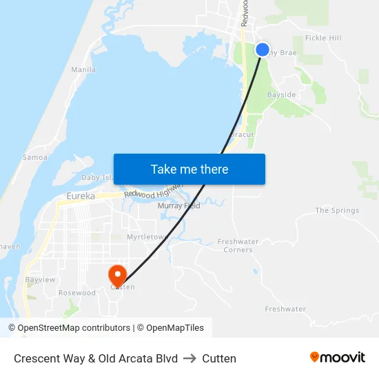 Crescent Way & Old Arcata Blvd to Cutten map