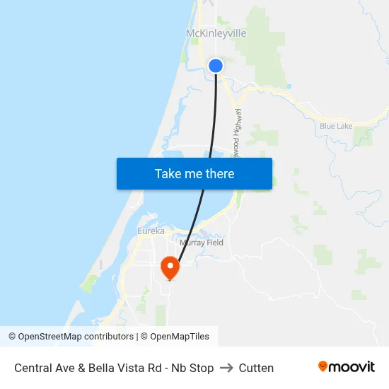 Central Ave & Bella Vista Rd - Nb Stop to Cutten map