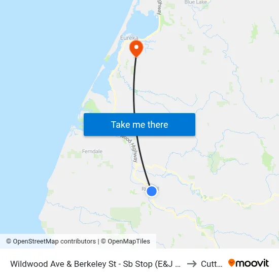 Wildwood Ave & Berkeley St - Sb Stop (E&J Store) to Cutten map