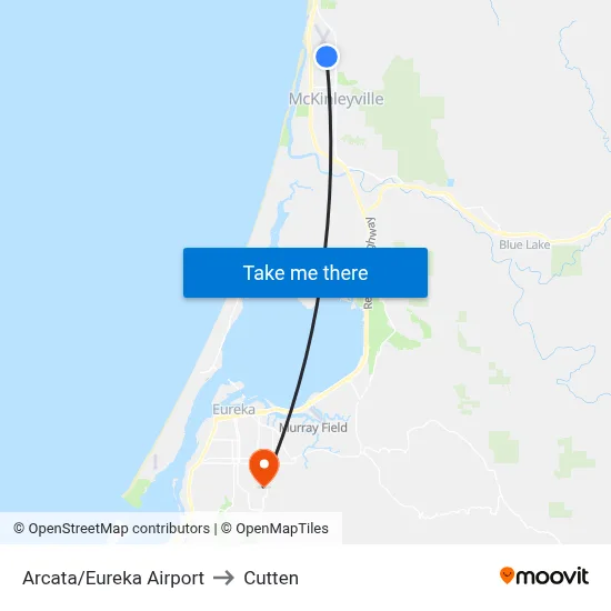 Arcata/Eureka Airport to Cutten map