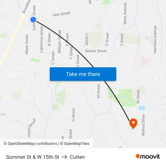 Summer St & W 15th St to Cutten map