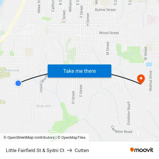 Little Fairfield St & Sydni Ct to Cutten map