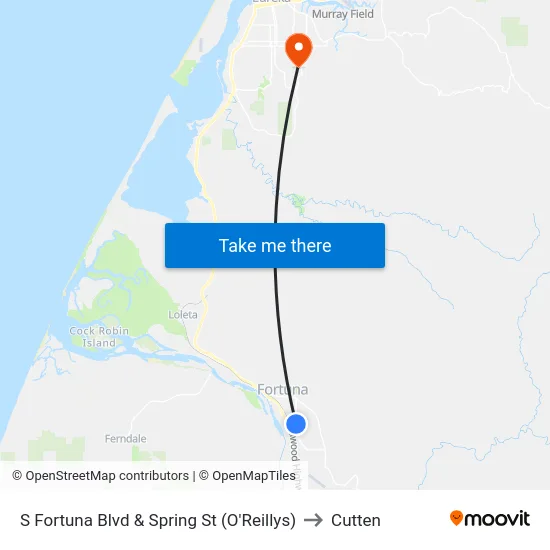 S Fortuna Blvd & Spring St (O'Reillys) to Cutten map