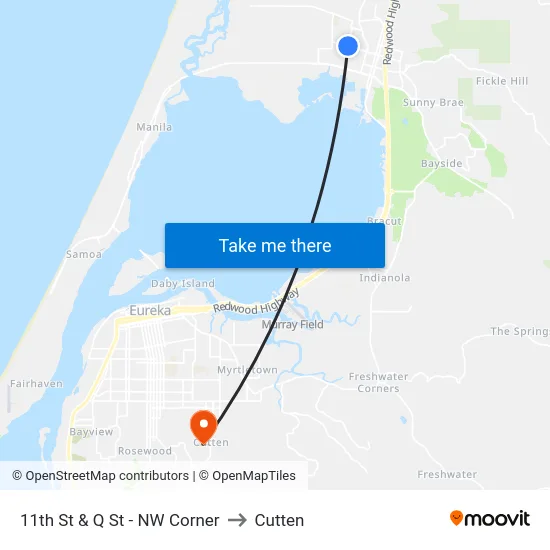 11th St & Q St - NW Corner to Cutten map