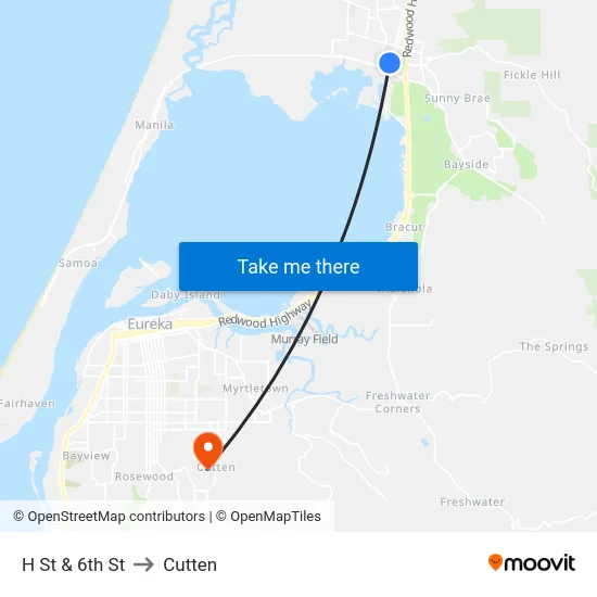 H St & 6th St to Cutten map