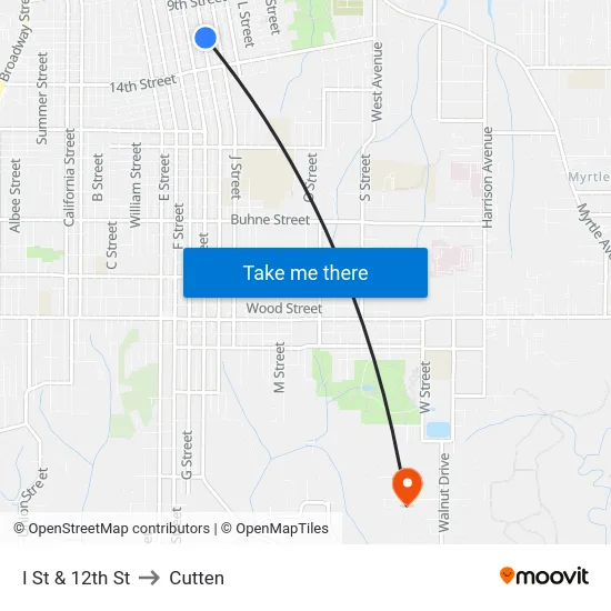 I St & 12th St to Cutten map