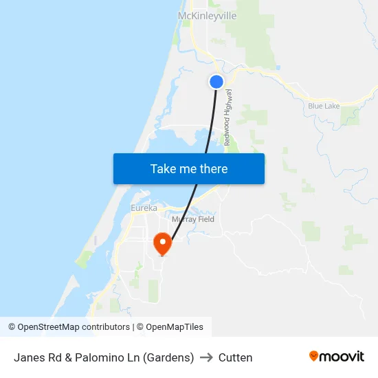 Janes Rd & Palomino Ln (Gardens) to Cutten map