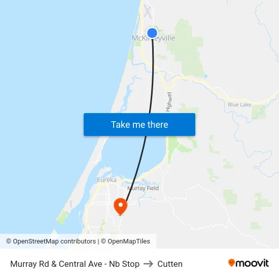 Murray Rd & Central Ave - Nb Stop to Cutten map