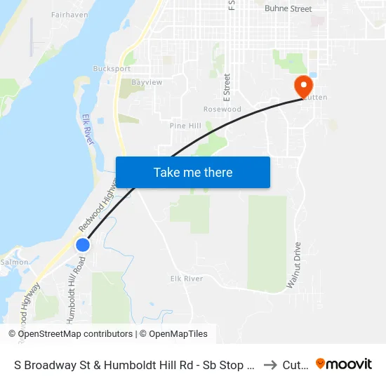 S Broadway St & Humboldt Hill Rd - Sb Stop (Spruce Point) to Cutten map