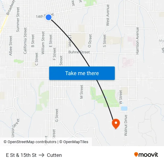E St & 15th St to Cutten map