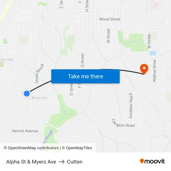 Alpha St & Myers Ave to Cutten map