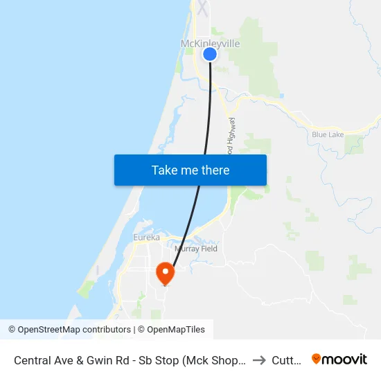 Central Ave & Gwin Rd - Sb Stop (Mck Shops) to Cutten map