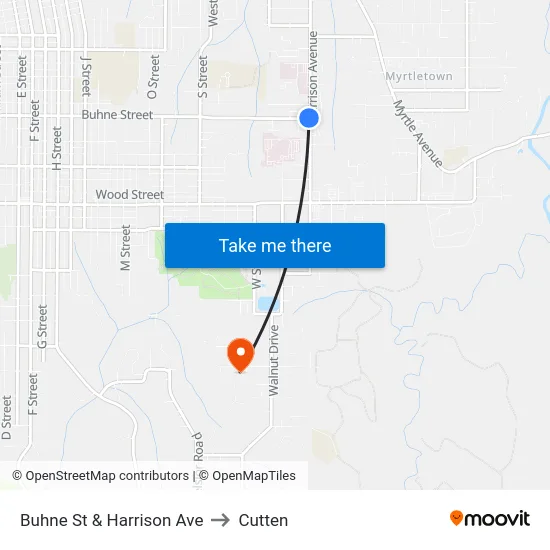 Buhne St & Harrison Ave to Cutten map