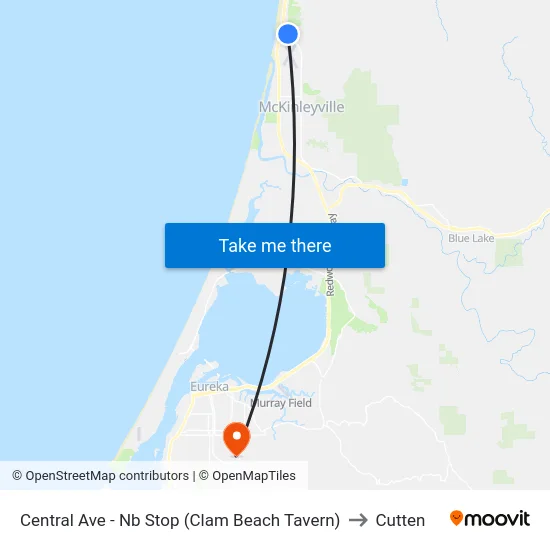 Central Ave - Nb Stop (Clam Beach Tavern) to Cutten map
